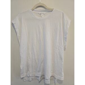 Athleta White Tee with Rolled Cuffs Size M Preloved